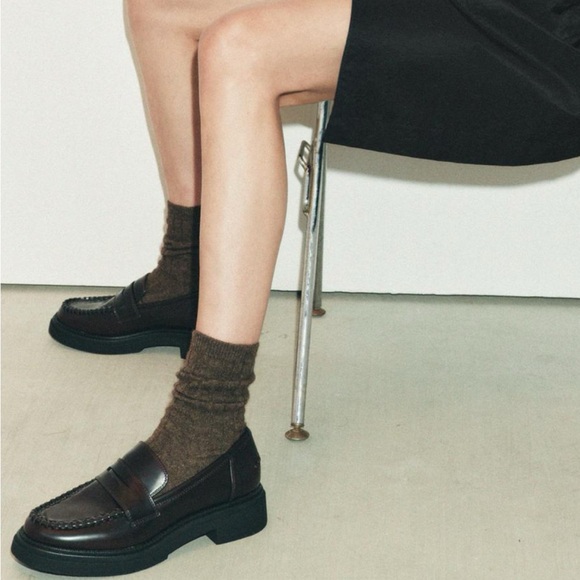 Zara Brown Leather Loafers - Picture 1 of 15